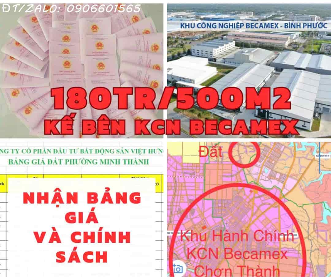 Bán Đất sổ Sẵn Ngay KCN Becamex Bình Phước Giá Chỉ 960 Nghìn/m2.Đừờng DH01. Phường Minh Thành, Kp5, Thị xã