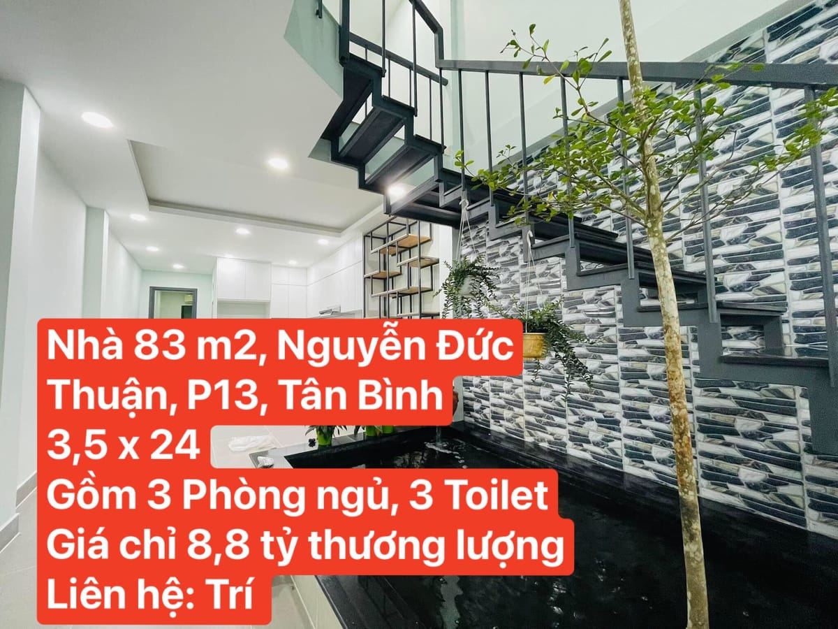 Bán nhà Tân Bình  83m2, Nguyễn Đức Thuận, P.13. Giá 8 tỷ 800
