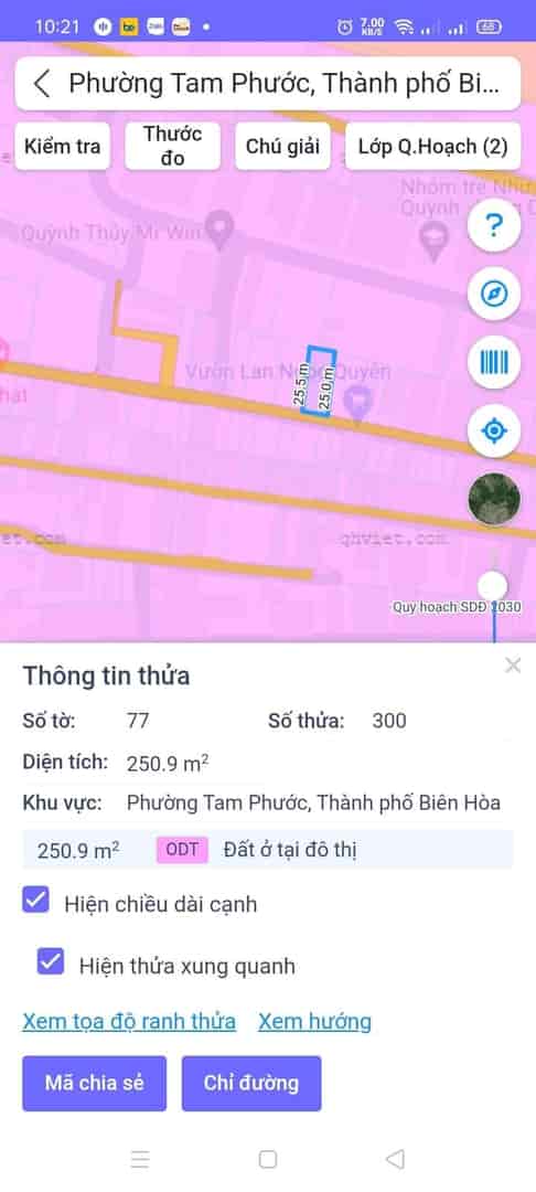 Cần bán đất chính chủ quy hoạch thổ cư Tam Phước, TP.Biên Hoà.