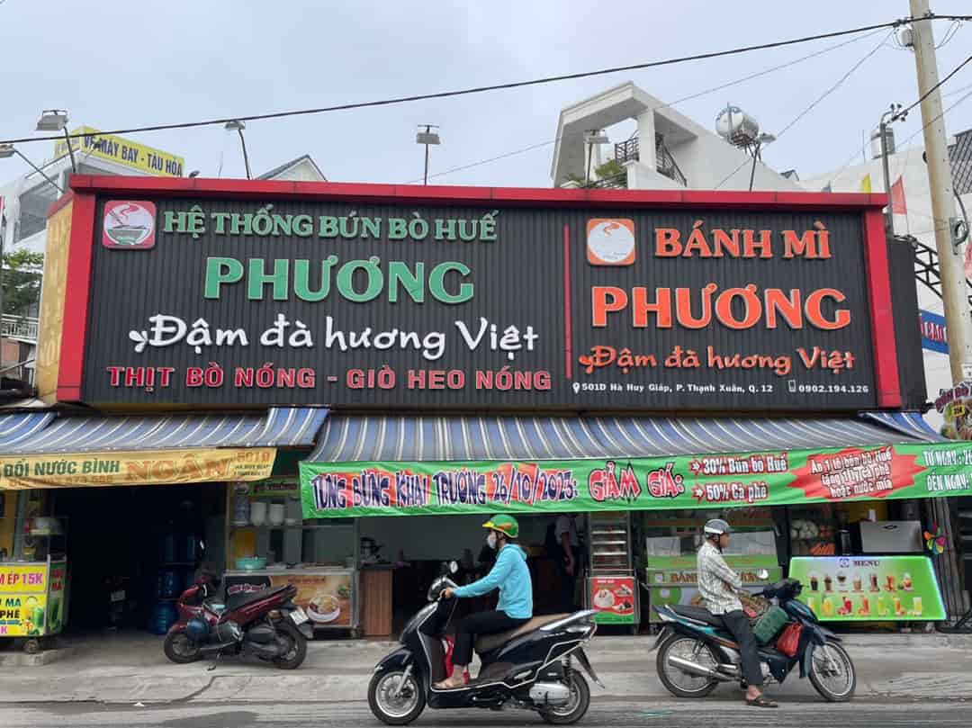 Em cần sang quán ăn bún bò bánh mì cà phê mang đi địa chỉ Hà Huy Giáp, Thạnh Xuân, quận 12, Hồ Chí Minh