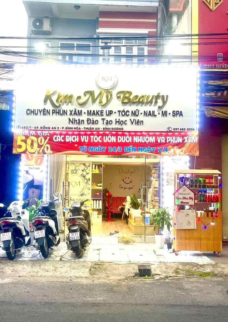 Sang mặt bằng tóc nail mi phun xăm make up Thuận An Bình Dương