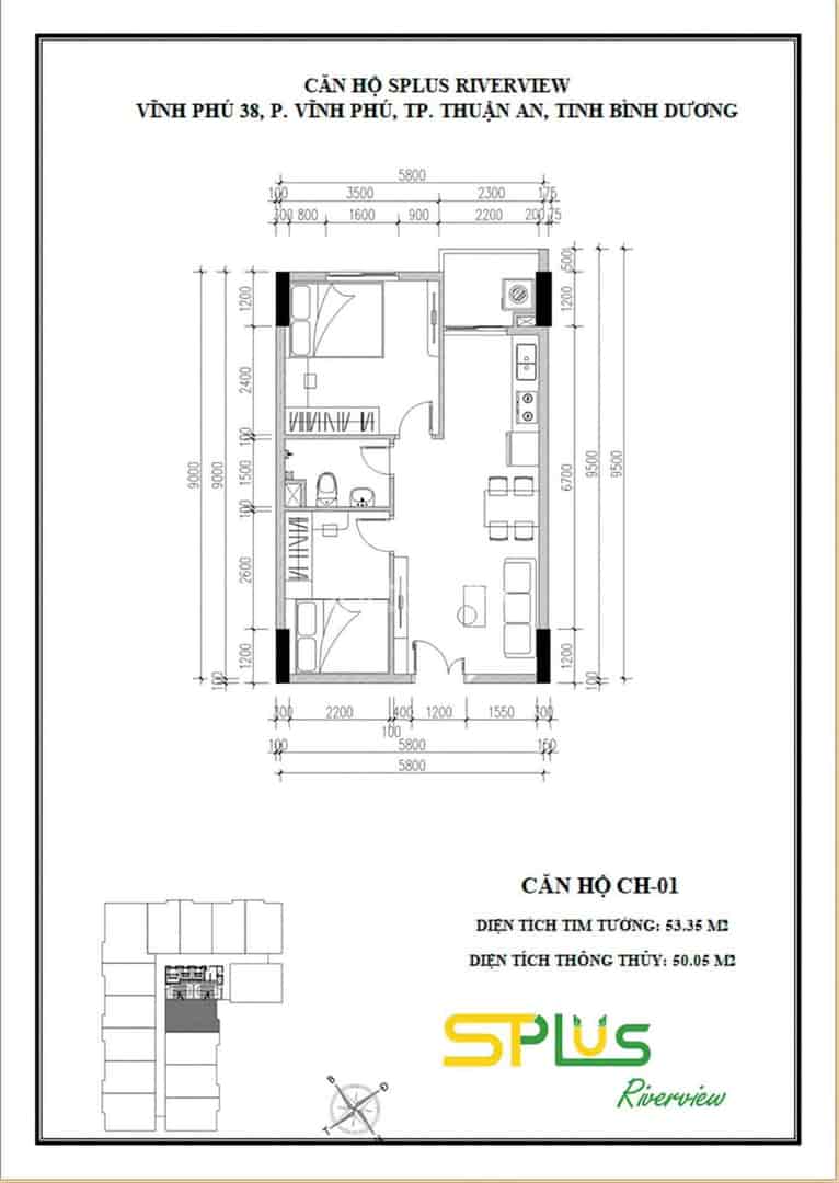 Bán căn hộ Splus Riverview ( view Sông Sài Gòn ) 2PN, 1WC diện tích 53m2  giá chỉ từ 1,47 tỷ