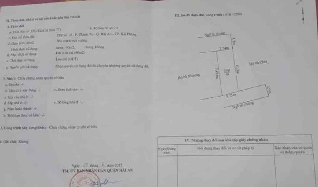 Bán nhà mặt ngõ Ngô Gia Tư, ô tô đỗ cửa, 40m 3 tầng, 2.5 tỷ phía chợ Cát Bi