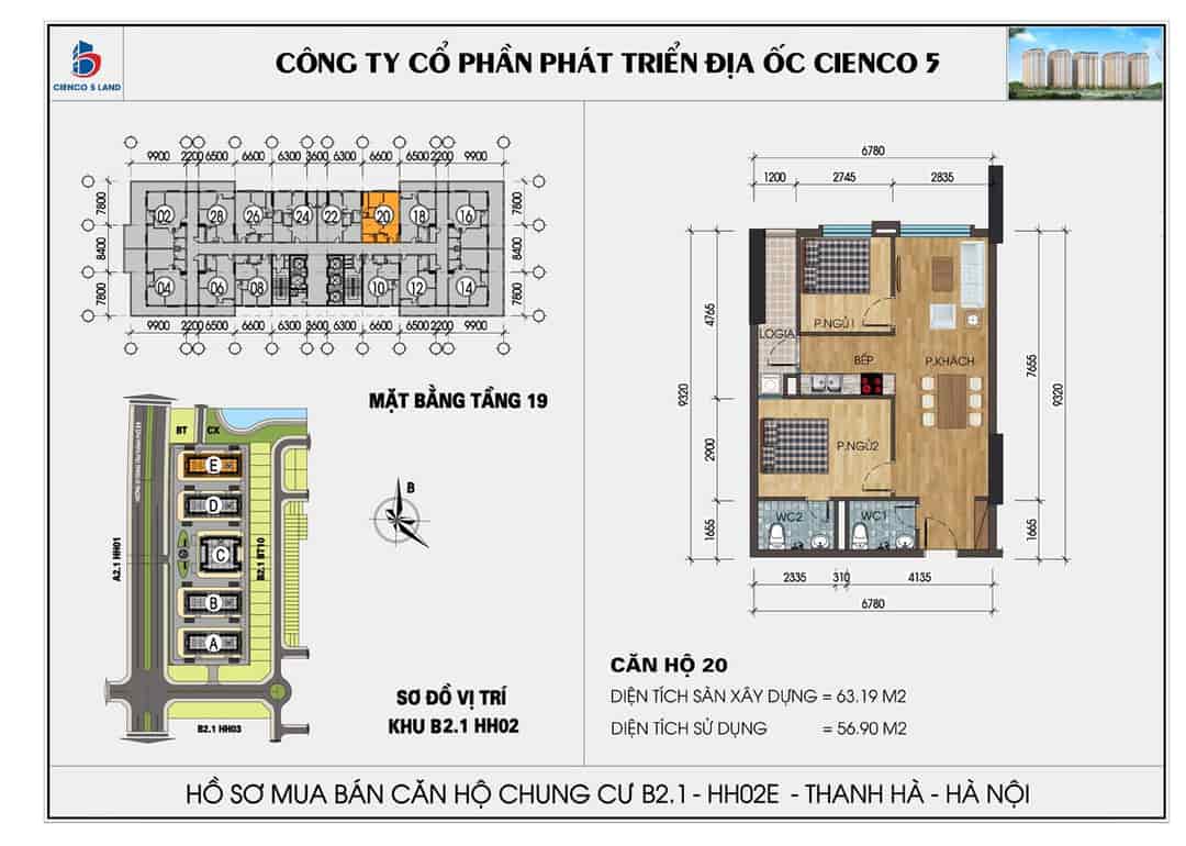 Chính chủ gửi bán căn hộ 2 ngủ tầng cao, full nội thất mới tại KDT Thanh Hà Cienco 5