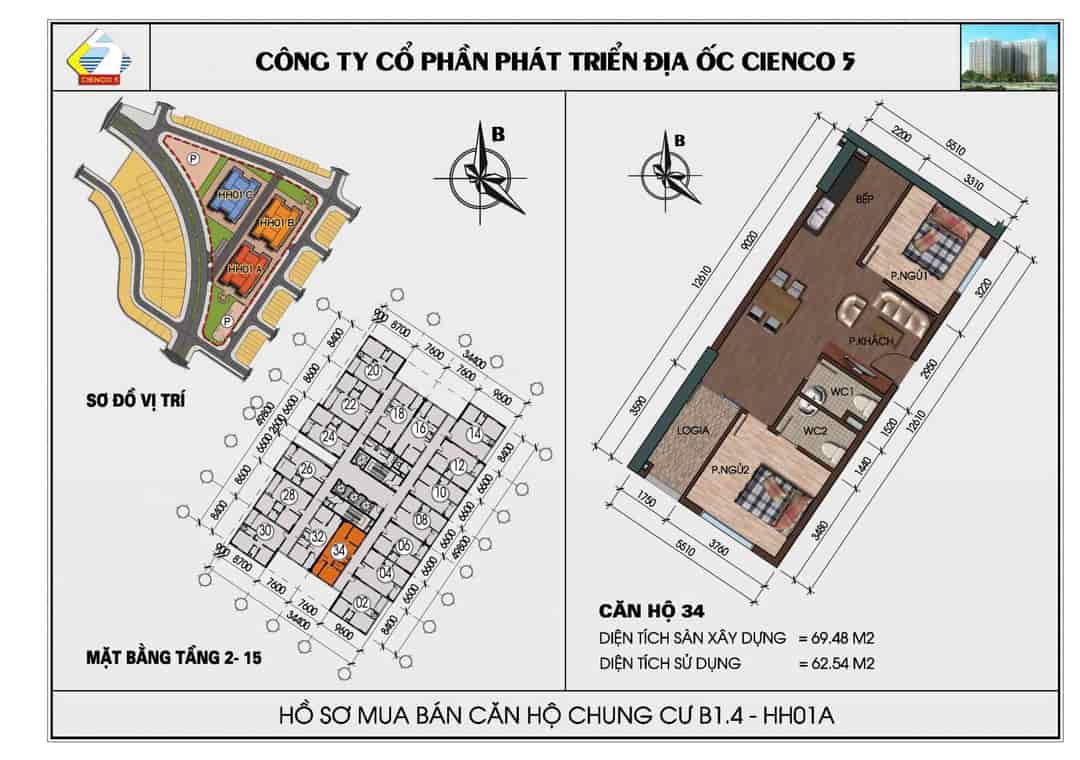 Cần bán căn chung cư 70m tầng đẹp view thoáng, full nội thất KDT Thanh Hà Cienco 5