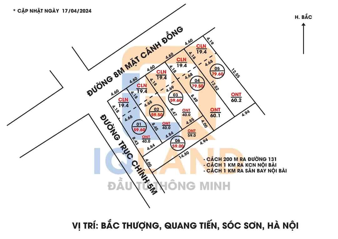 Bán đất bìa làng 8m tại Bắc Thượng, Quang Tiến, SS giá chỉ nhú 1 tỷ được 60m bao sang tên ngay