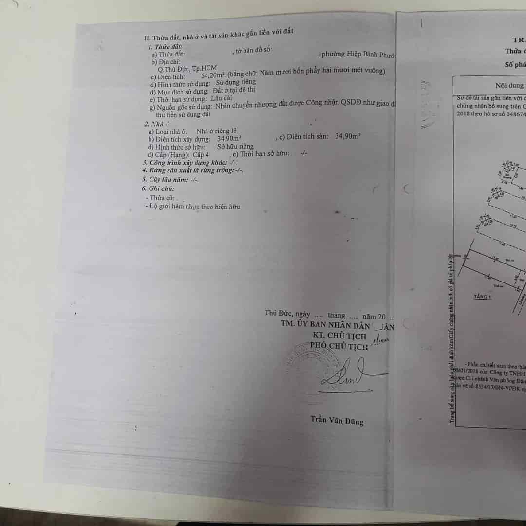 Nhà bán KDC gần đường Hiệp Bình, Hiệp Bình Phước 6.7 tỷ 54m  đường 2i ô tô