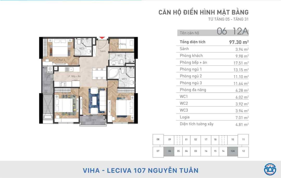 BÁN  căn hộ 2PN 2WC 73m2 giá tốt nhất thị trường, tầng đẹp, giá 7Xtr/m2