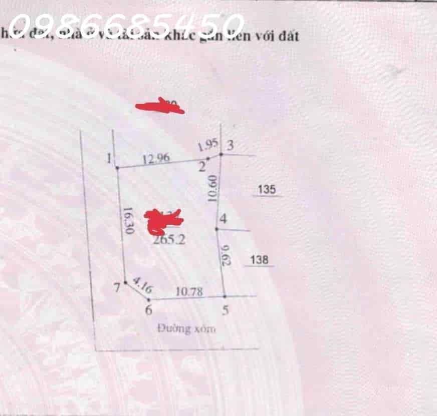 Bán đất tặng nhà, diện tích 260m full thổ cư, lô góc, giá 3 tỷ, về Ngã Tư Sở 20 phút