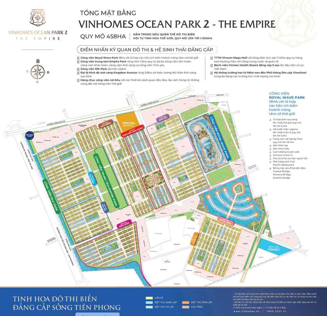 Vinhomes Ocean Park 2 quỹ căn đẹp chiết khấu 19.3%, tặng xe VF9 giá 2.2 tỷ, đơn giá 100tr/m2