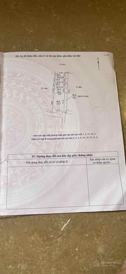 Bán đất xóm Thống Nhất, xã La Phù, hướng Đông mát mẻ, ngõ đi rộng 2m, sổ đỏ sẵn sàng tên