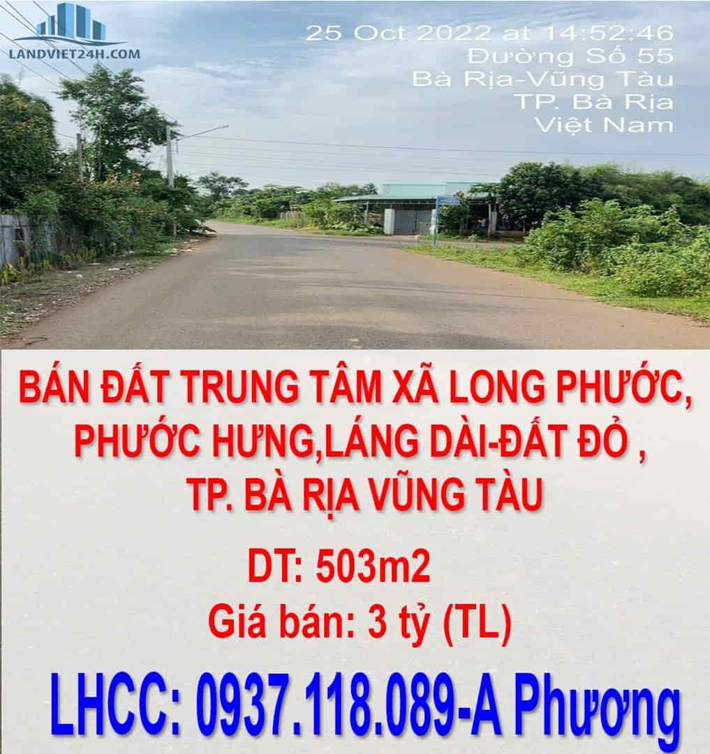 Bán đất trung tâm xã Long Phước, Phước Hưng, Láng Dài, Đất Đỏ, Tp. Bà Rịa