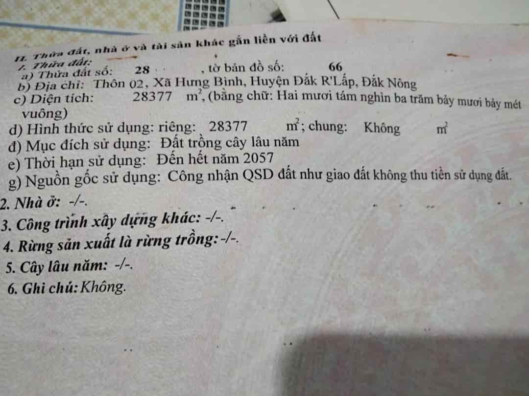 Chính chủ cần bán 30.000 thôn 2 xã Hưng Bình, Huyện Đắk r’Lấp, Đắk Nông.