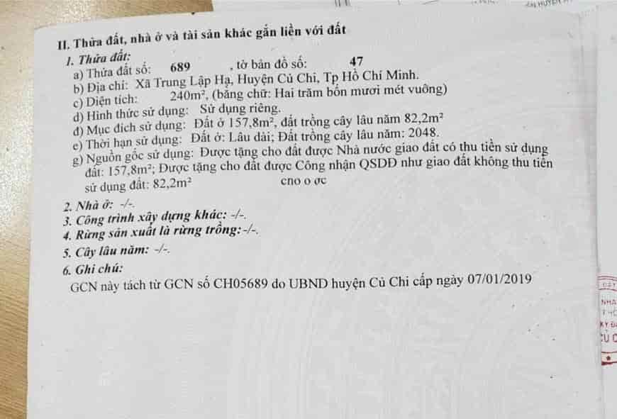 Chính chủ cần bán đất 2 mặt tiền ngay KCN Tây Bắc, Trung Lập Hạ, Củ Chi