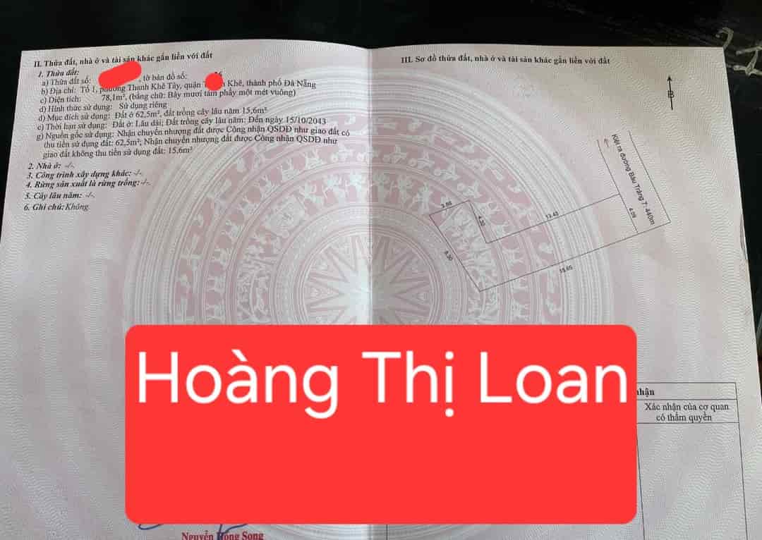 Chào bán lô đất kiệt ô tô 02 Hoàng Thị Loan