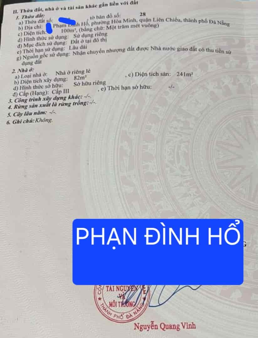 Bán nhà 3 tầng đường Phạm Đình Hổ, gần biển