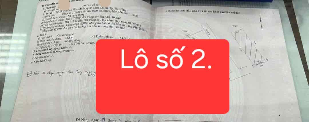 Chào bán 2 lô đất kiệt ô tô K183 Tô Hiệu gần đường chính