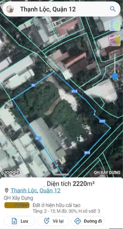 Bán đất ở 5 x 18m, HXH Thạnh Lộc, Q12, 3tỷ1, thương lượng