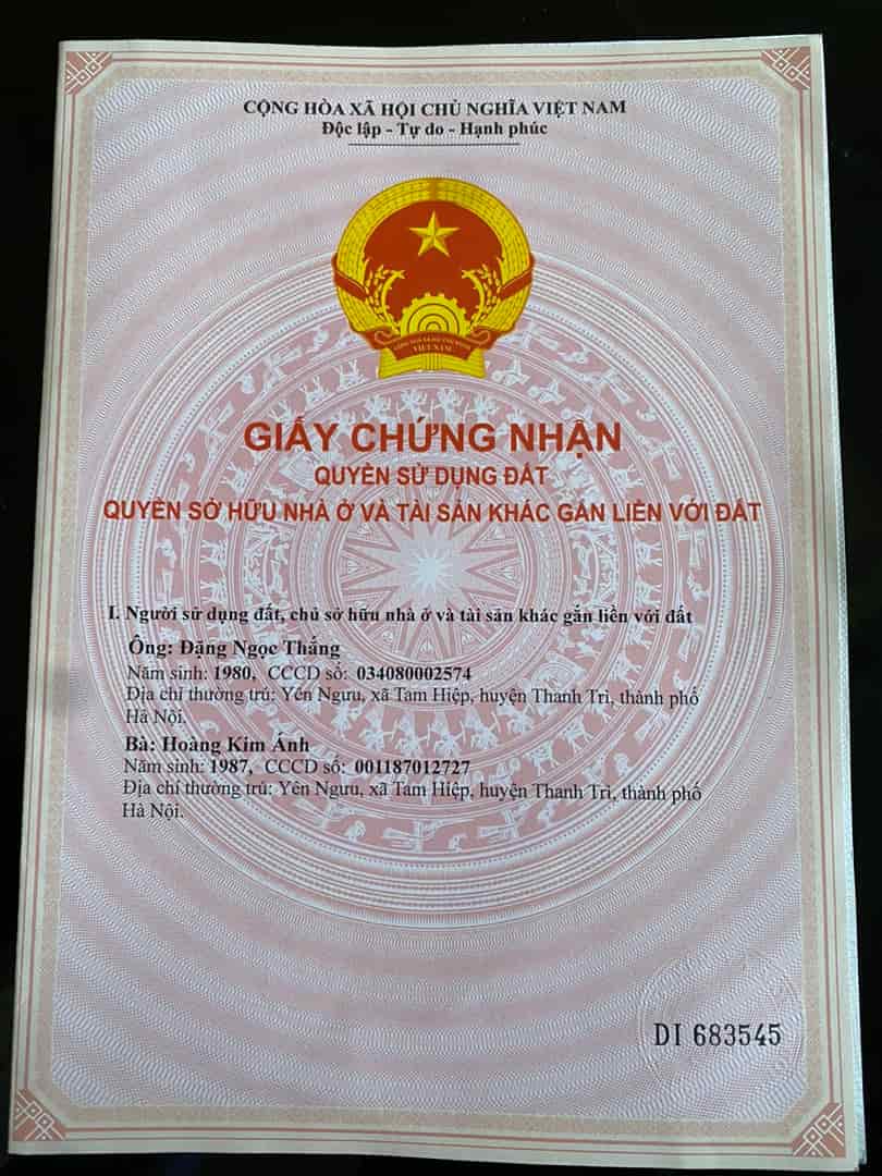 Chính chủ cần bán đất Khu TĐC tại Xã Vĩnh Quỳnh, huyện Thanh Trì, thành phố Hà Nội