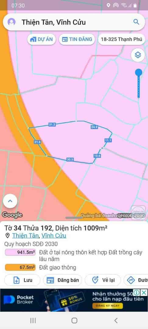 Bán lô đất MT Bưng Mua Thiện Tân, Vĩnh Cửu, 1000m2, giá rẻ 3 tỷ 500.