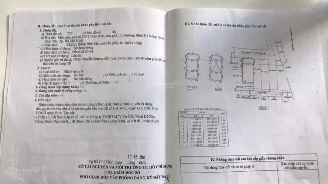 Bán nhà 3 lầu và kho sản xuất đường Phan Anh 321m2 giá 22,5 tỷ đã tách ra 5 sổ