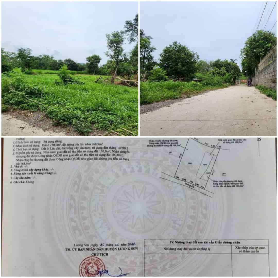 Bán đất Hòa Sơn, Huyện Lương Sơn, Hoà Bình, giá rẻ, diện tích 1018m, 250m ont