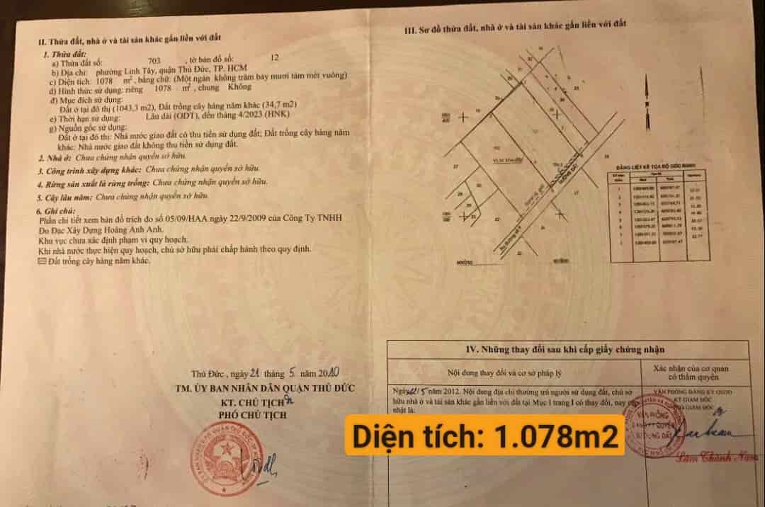 Bán nhà gần chợ Thủ Đức, đường số 9, phường Linh Tây, TP Thủ Đức, 80 tỷ, 2.156m2