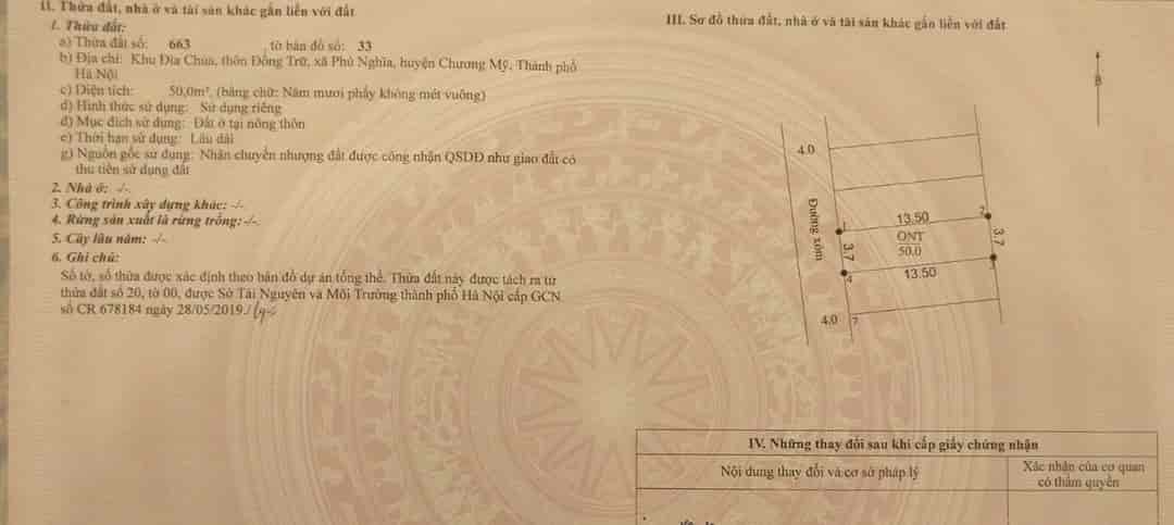 50m Đồng Trữ, Phú Nghĩa Chương Mỹ, giá mềm hơn bún chất hơn nước cất