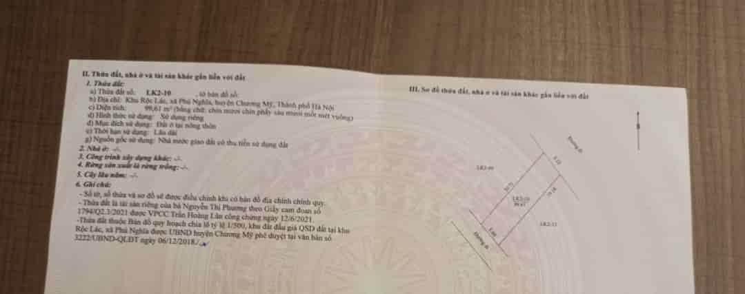 Phú Nghĩa một lô duy nhất 99.8m đất bán đấu giá Phú Nghĩa Chương Mỹ Hà Nội cách QL6 hơn 1km gần chợ