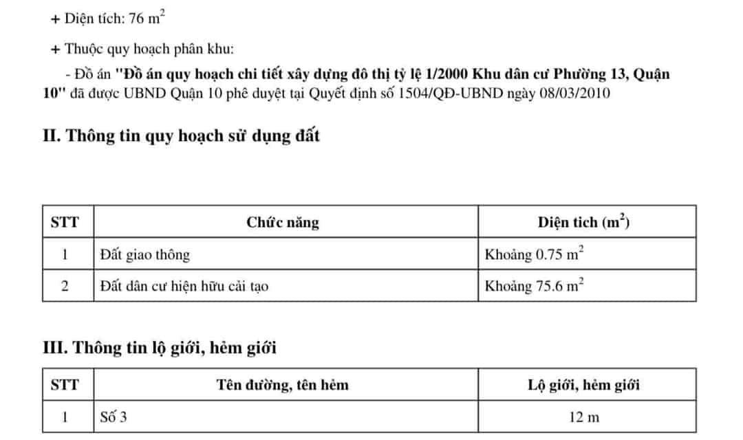 Hẻm 3 gác Tô Hiến Thành, Phường 13, Quận 10, QH mở rộng mặt tiền