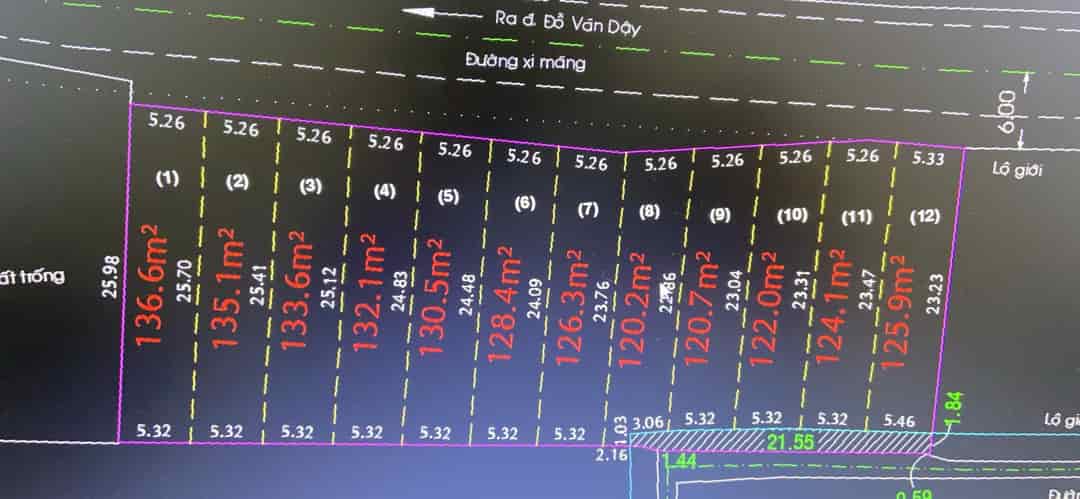 Bán đất full thổ Đỗ Văn Dậy, Hóc Môn, 24 tỷ, 60x25, 1535m2, phân được 12 lô