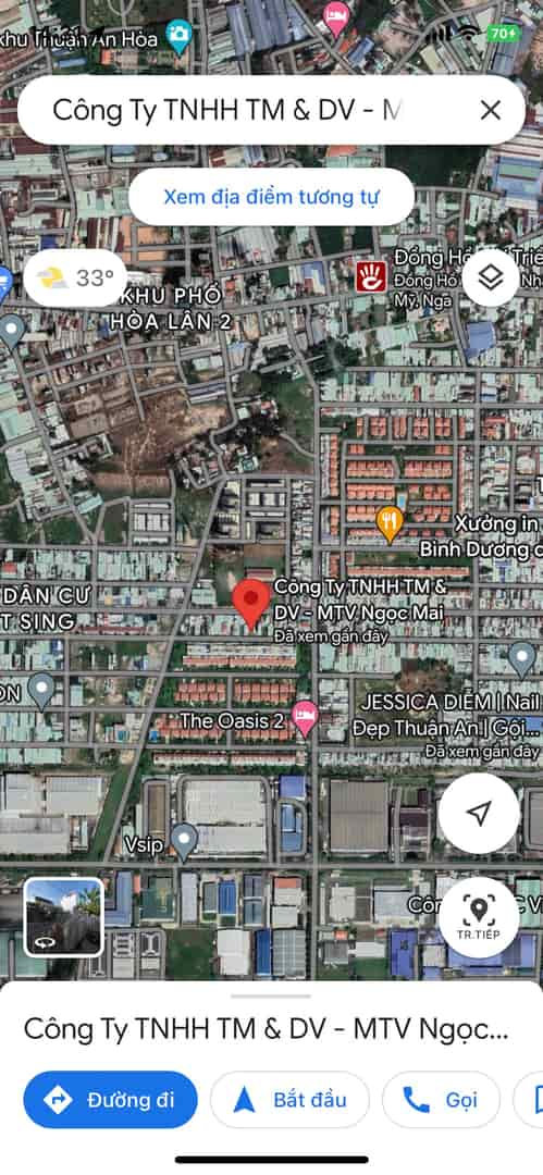 Chính chủ bán gấp 5x20m đường thông chợ Việt Sing, sổ hồng riêng, 100m2