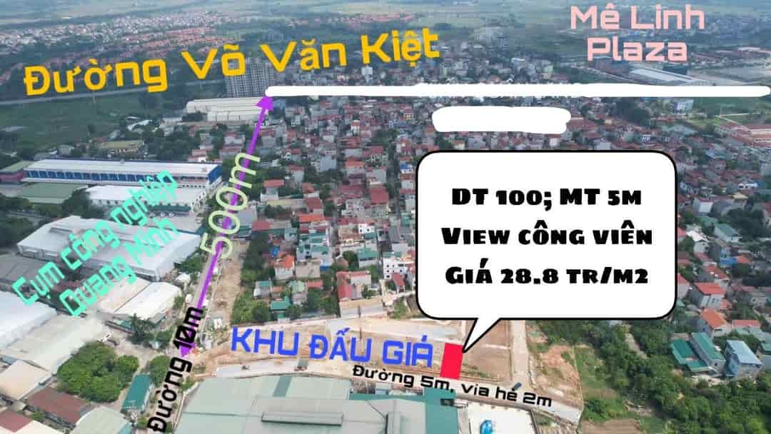 Rẻ 130tr, 100m2, 2 tỷ 950 tr, đất đấu giá pháp lý rõ rang, ngay trung tâm tt Quang Minh, Mê Linh