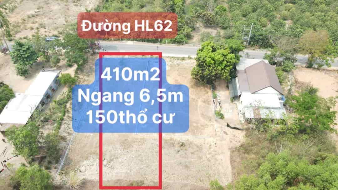 Mặt tiền HL62 nước nhĩ Yangbay, Khánh Hòa, giá chưa tới 2tr/m2, DT 410m2 ngang 6.5m, có 150m thổ cư