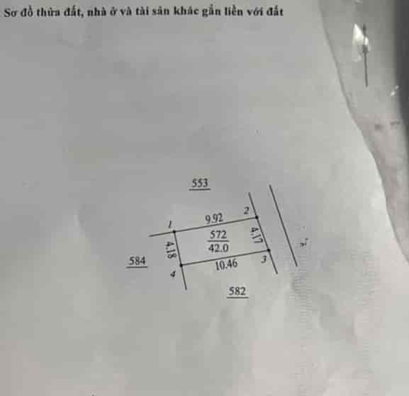 Bán lô đất thổ cư Yên Vĩnh, Kim Chung 42m2, đất nở hậu, ngõ thông 2 chiều, ô tô cách 20m