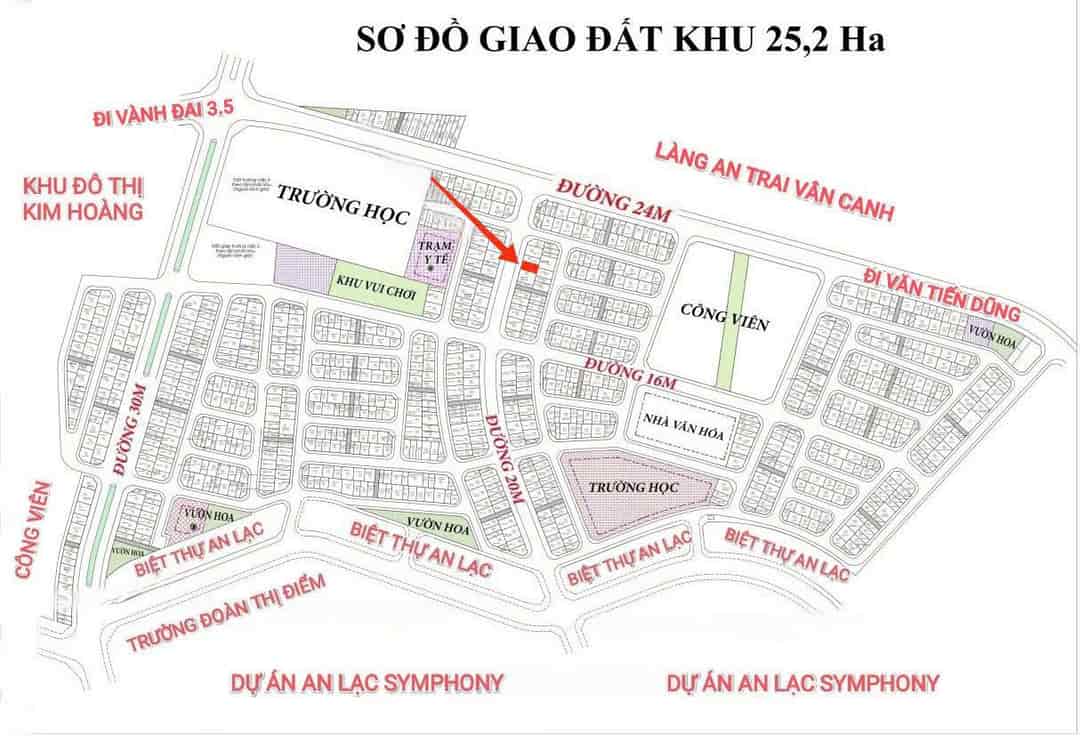 Bán Đất Dịch Vụ Vân Canh Khu 25,2ha. 43,3m2 Mặt Đường 12m. Vuông Vắn Cực Đẹp Giá Đầu Tư.