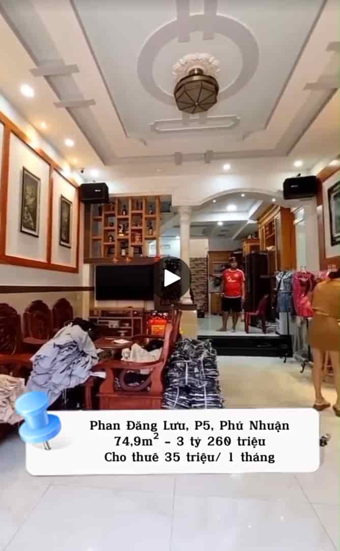 Bán nhà Phan Đăng Lưu, P.5, Q.Phú Nhuận, giá 3 tỷ 260, hẻm xe hơi, 74m2