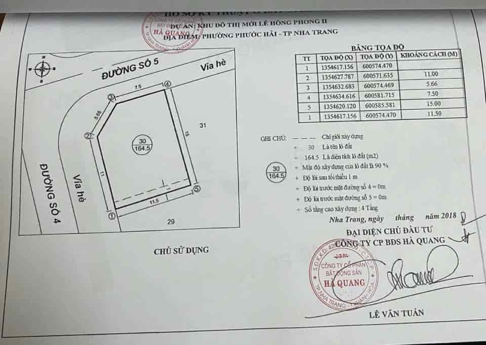 Lô góc vip đẹp đường số 4 Thích Quảng Đức kđt Hà Quang 2, Nha Trang, giá chỉ 100 tr/m2