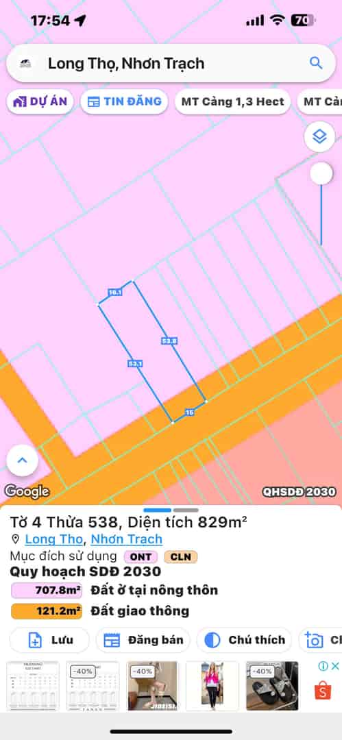 Cần bán gấp lô đất mặt tiền đường Hương Lộ 12 xã Long Thọ  DT 830m2