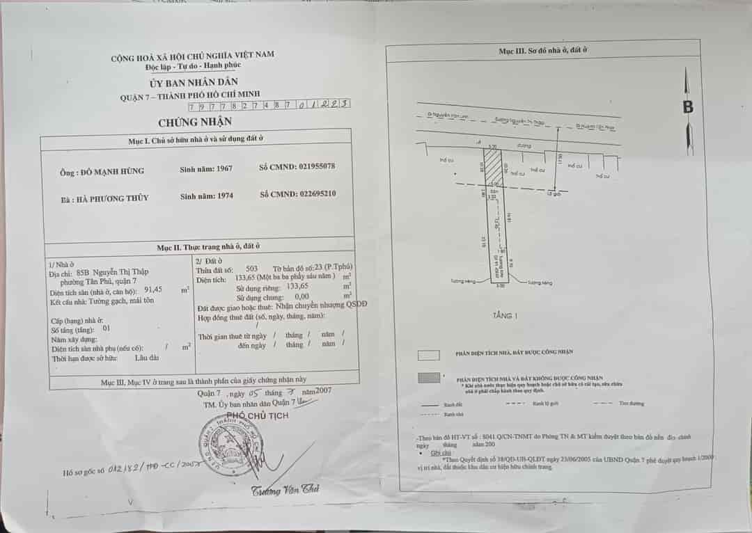 Bán nhà mặt tiền đường Nguyễn Thị Thập, dt 133m2, trệt, giá 27 tỷ 500