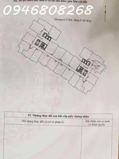 Chính chủ cần bán căn hộ chung cư CT6A – Xala, diện tích 75m2 gồm 3 phòng ngủ và 2 nhà vệ sinh, lô góc 3 mặt