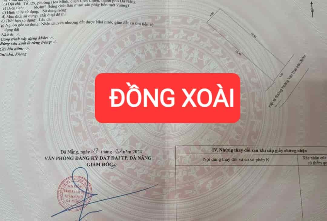 Bán đất kiệt 4m Đồng Xoài, Hòa Minh, Quận Liên Chiểu