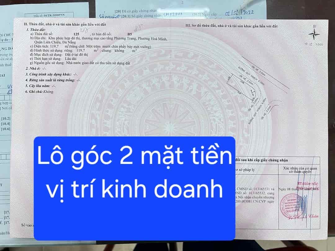 Bán đất góc 2 mt đường Hoà Minh, vị trí kinh doanh quá đẹp