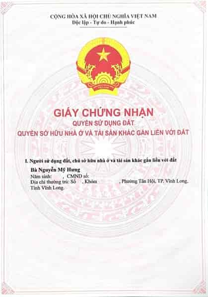 Chính chủ bán nhà và đất tại phường Tân Hội, TP. Vĩnh Long