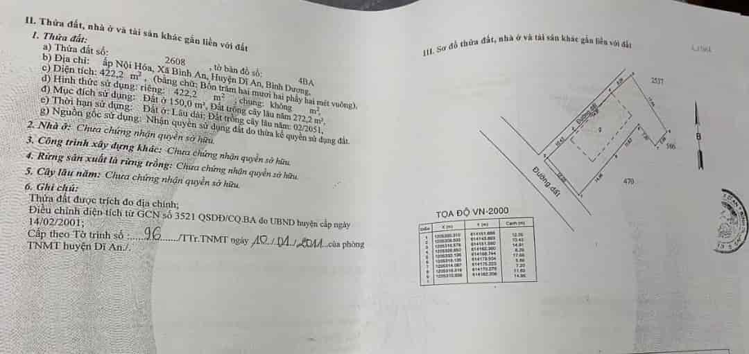 Cần bán đất nhà thành phố Dĩ An, diện tích rộng, đường ô tô