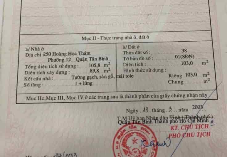 Nhà chính chủ, giá tốt, cần bán nhanh căn nhà tại quận Tân Bình, TPHCM