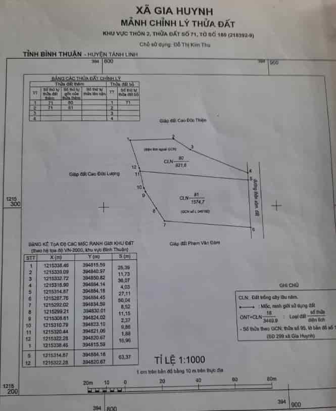 Đấtđẹp, giá tốt, chính chủ cần bán lô đất vị trí đẹp tại xã Gia Huynh, Tánh Linh, Bình Thuận