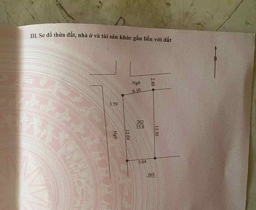 Hàng mới F0 cắt bán chỉ hơn 1 tỷ giáp Thị Trấn Chúc Sơn, diện tích: 75,9m