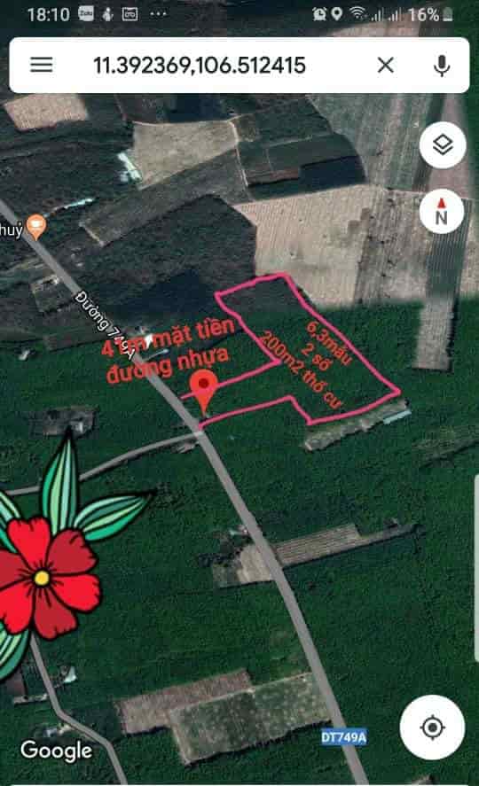Bán đất Lộc Ninh, diện tích 6.3 Ha, đất Cảnh Lộc Ninh có 200m2 Ong Trống, mặt tiền 41m, nở hậu, đường ĐT