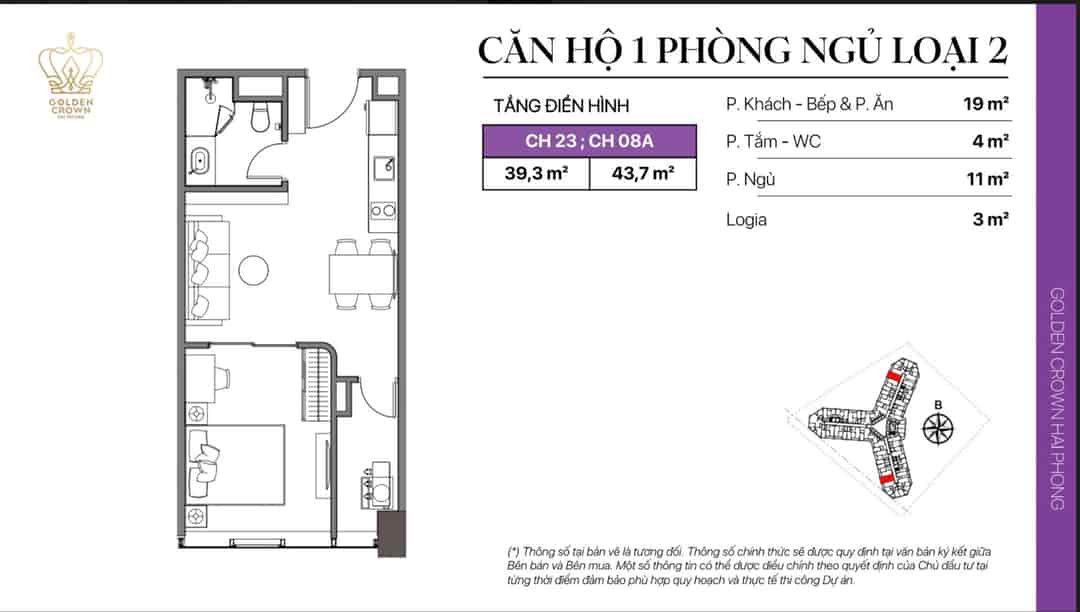 Chỉ từ 2.5 tỷ VNĐ sở hữu căn hộ tại Golden Crown Hải Phòng